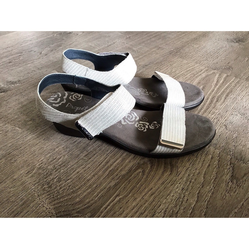 Propet Womens Farrah Size 10 W D Sandals Ankle Strap White Leather Upper WSX093L